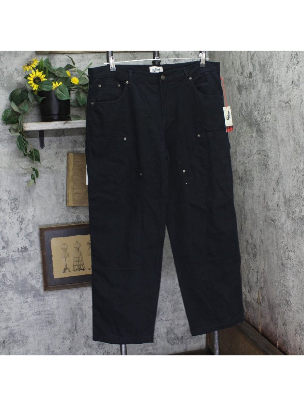 Woolrich X TGT Mens Mid-Rise Straight Fit Cargo Denim Pants Jeans Black 40x32